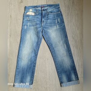 US Polo Association Women's Cropped Jeans Size 28 Inseam 21" Lace Embelishment